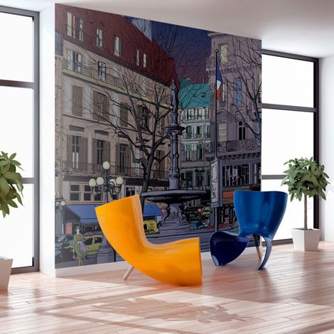 Papier Peint "Une Place Parisienne au Crépuscule" 154 x 200 cm (1/2)