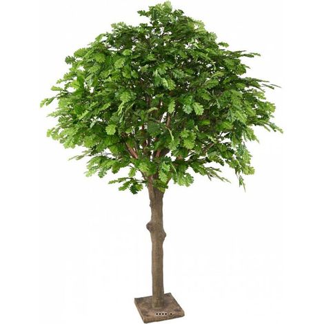 Chene arbre artificiel H 210 cm L 120 cm tronc naturel sur platine - dimhaut: H 210 cm - couleur: Vert
