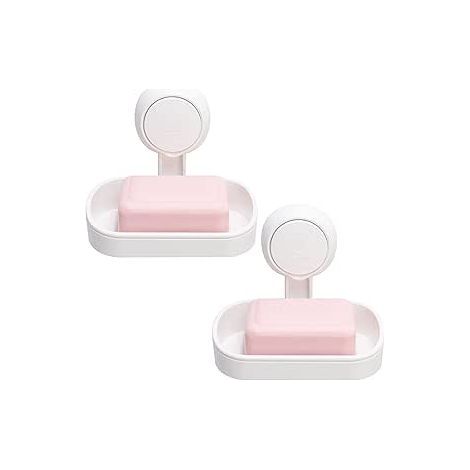 CCYKXA 2PCS Suction Cup Soap Dish Suction Cup Soap Holder No Drilling & Reusable 1 Second Installation Shower Soap Holder Load 5KG Impervious Support for Tile Shower Wall Bathroom