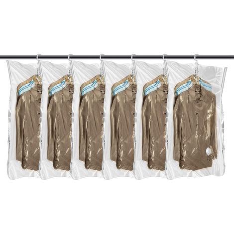 Vacuum Sealing Bags for Clothes, Set of 6 Hanging Storage Bags for Vacuum Sealed Clothes, Clothes Organizers for Closets and Wardrobes, Reusable, 110 70cm 6pcs (1/5)