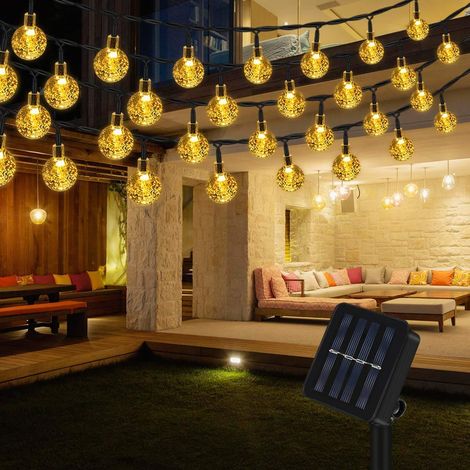 Guirlande Solaire Extérieure 12M 100 LED Guirlande Lumineuse Blanc Chaud avec 8 Modes & Étanche IP65 Lampe Decorative Idéal pour Maison, Jardin, Festival, Arbre de Noël (1/5)