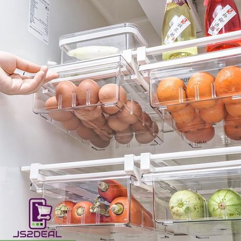 Organisateur de réfrigérateur transparent - tiroir supplémentaire pour réfrigérateur - transparent avec séparateur - réglable
