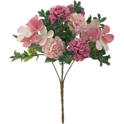 Bouquet de fleurs d'hortensias en soie pour la décoration du salon et de la salle de réunion-Pink (1/5)