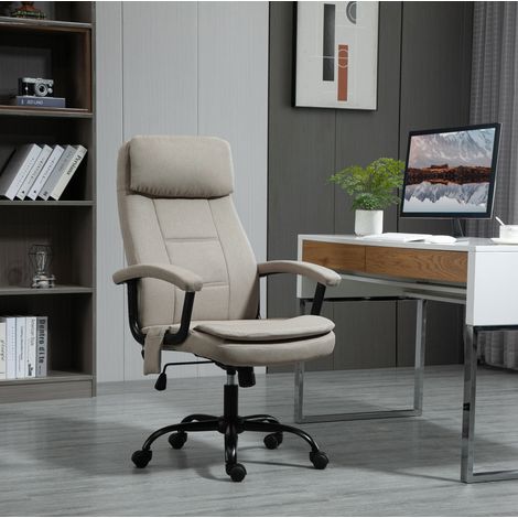 Silla oficina masaje ergonómica reclinable beige hogar OKMYHOME (1/4)