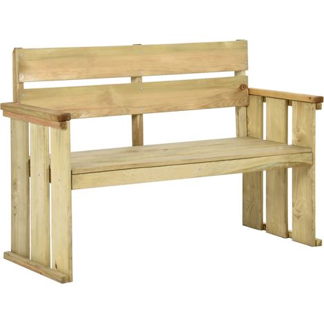 Banco de jardín muebles de exterior terraza terraza 121 cm madera de pino impregnada 020011213