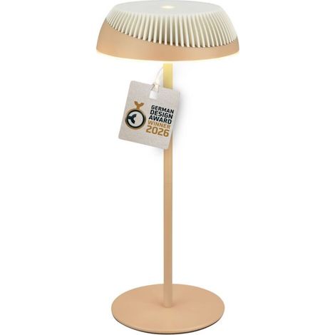 ACKERMAN Lampe de table LED sans fil Ø14x32 cm, 2 W, 200 lm, 2700 K (blanc chaud), tactile, beige/blanc antique — lampe de chevet, salon, couloir, balcon (1/5)