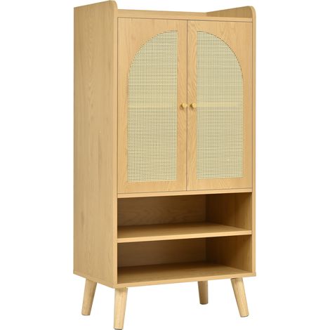 Aparador de ratán con 2 puertas y 2 huecos abiertos 60 x 40 x 121 cm MODENUIT (1/5)