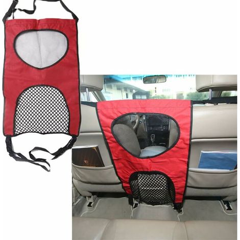 Barrière de voiture pour animal de compagnie de voyage pour chien - Barrière de sécurité pour siège arrière - Filet de protection (rouge) (1/5)