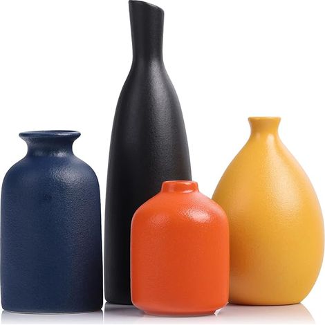 vases colorés en céramique Petits vases Jaunes, Oranges et Bleus pour la décoration de la Maison, du Salon, de la Cuisine, du Bureau, de la Salle de Bain, du Manteau, de l'entrée (1/5)