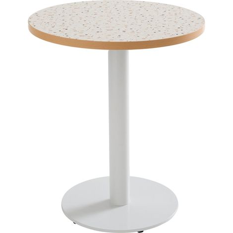 Table à manger ronde 60 cm pied noir et revêtement terrazzo (1/5)