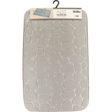 Tapis de salle de bain Gris clair en Microfibre à mémoire de forme 50 x 80 cm - TENDANCE (1/3)