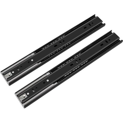 Fermeture amortie glissières pour tiroirs , Coulisse tiroir sortie totale capacité de charge robuste de 45 kg, 1 Paire (2 pièces)(4512 uni trois sections = 8" / 20cm) (1/5)
