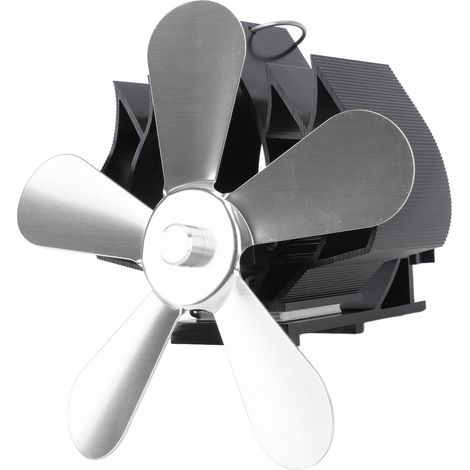 Ventilateur mural pour cheminée à 5 pales, avec fonction chauffage, pour poêles à bois, argent (1/5)