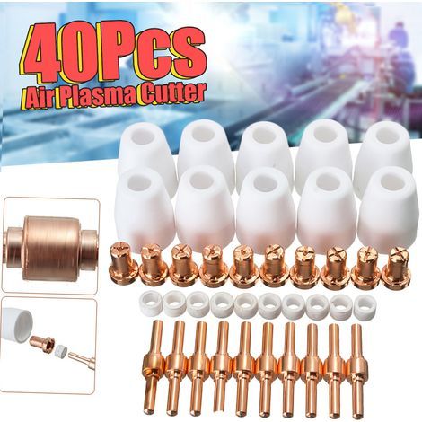 Paquete de 40 antorchas de corte por plasma de cobre PT31 con puntas de electrodo para CUT40/CUT50 PT31 LG40 40 A (1/5)