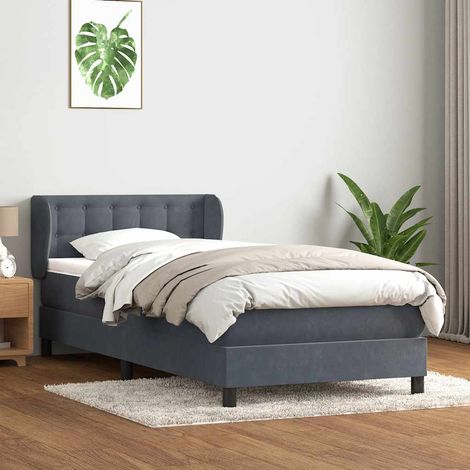 Boxspringbett mit Matratze Dunkelgrau 80x210 cm Samt (1/5)