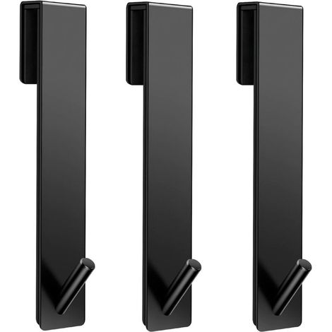 Duschtürhaken (19 cm), Handtuchhaken aus Edelstahl, robuste Halterhaken für Bademäntel und Handtücher, 3er-Pack – Schwarz