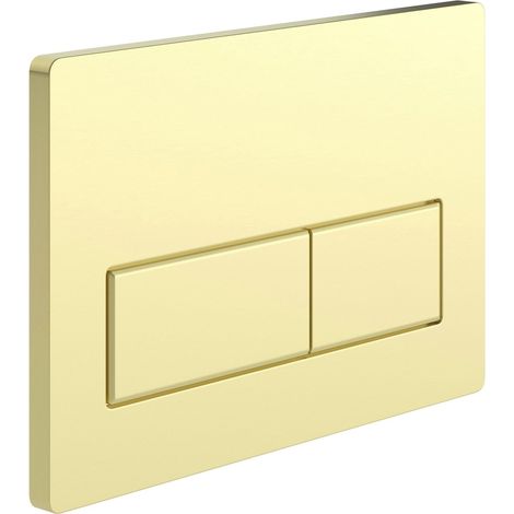 Signature Rectangular Push Button Dual Flush Plate - Brushed Brass (1/2)