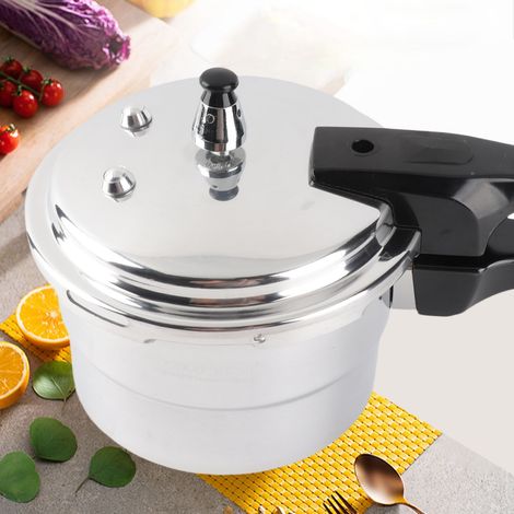 Olla a presión de 3 litros fabricada en aleación de aluminio, antiexplosiva e irrompible, apta para cocinas de gas e inducción, con cesta para cocinar al vapor, para uso doméstico y profesional. (1/5)