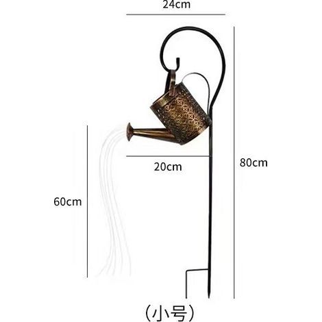 Lampe solaire de jardin en forme de bouilloire, lampe d'extérieur en fer forgé creux, grande lampe de douche à prise au sol, petite lampe en cuivre en forme de bouilloire avec crochet de berger (1/4)