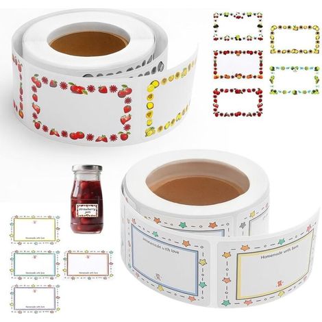 Bardusch Étiquettes Autocollantes Personnalisées Lot de 2 Rouleaux (500 Pièces) Étiquettes Bouteille & Confiture, Format 3x5cm – Étiquettes Autocollantes pour Bocaux Cuisine Enfants DIY Maison (1/5)