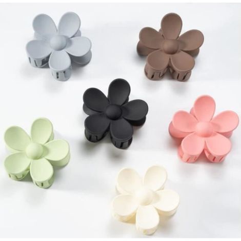 6 Pinces à cheveux, Plastique, Griffes épaisses, Forme de fleur, Femmes et filles (1/4)