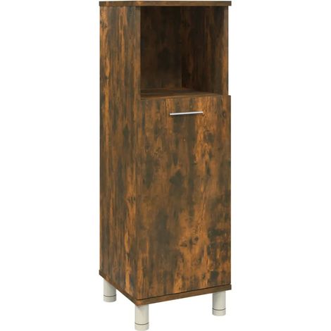 Armadio da bagno autoportante moderno portaoggetti 30 x 30 x 95 cm in legno multistrato rovere fumo 020048210