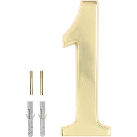 KOTARBAU Numéro de maison 3D Chiffre "1" en laiton 20 cm Numéro de porte pour maisons, colonies, hôtels appartements 100 % laiton (1/5)