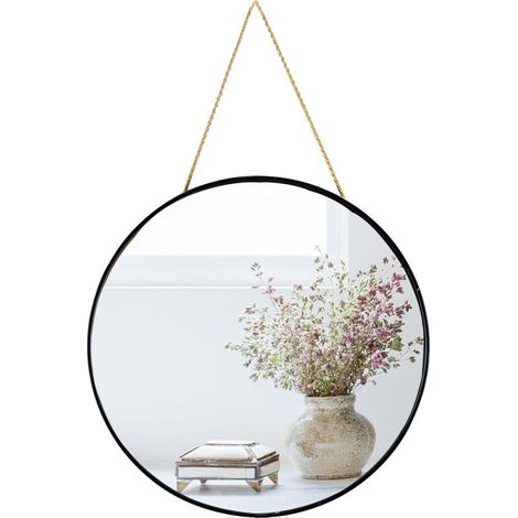 Petit Miroir Rond à Suspendre pour Salle de Bain (Noir, 30 cm) (1/5)