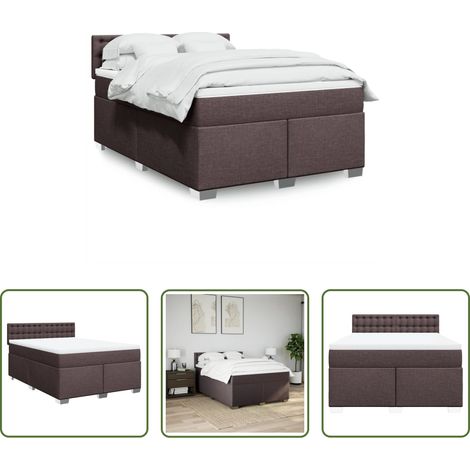 vidaXL Surmatelas -  Sommier à lattes de lit avec matelas Marron foncé 140x200 cm (1/5)