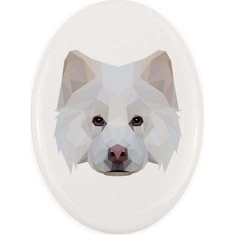 Perro finlandés de Laponia: placa geométrica con foto e inscripción de Art-Dog (1/4)