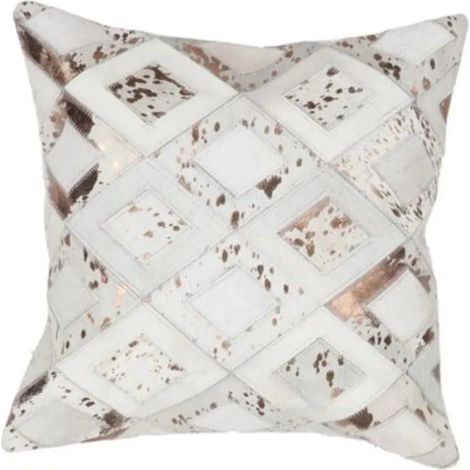 Coussin en Cuir "Spark" 45x45cm Ivoire & Chrome (1/4)
