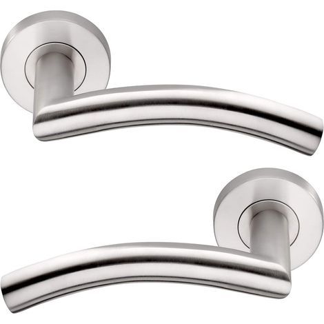 Paire de poignées de porte carrées standard en acier inoxydable (acier inoxydable) (1/4)