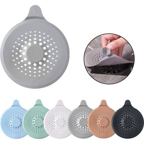 1 Pièces Filtres de Vidange Attrape Cheveux en Silicone pour Evier de Douche avec Ventouse et Couvercle de Vidange Filtres D'évier，gris