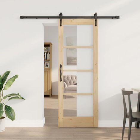 Porte Coulissante-Porte intérieure Marron 73,5 x 198,5 cm Bois et métal 684455 (1/5)