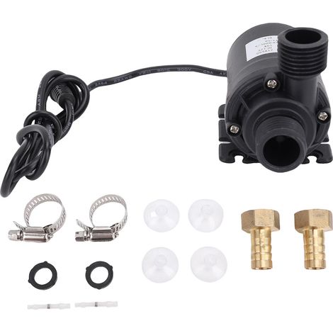 Ortviai Pompe à eau CC 12 V sans balais – 800 L/h, hauteur de refoulement 5 m, silencieuse, étanche IP68, pour système solaire, piscine, camping-car