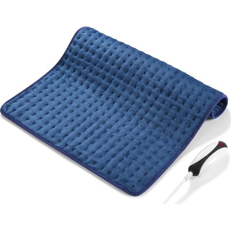 Coussin Chauffant avec Arrêt Automatique 50 x 60 cm, Avec 5 Technologies de Chauffage Rapide Protection Contre la Surchauffe pour le Dos, Les épaules, La nuque - Bleu Foncé (1/5)