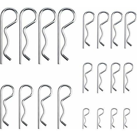20pcs R-Clip Locking Pins, Heavy Duty Zinc Plated Locking Pin Assortment for Trailer Hitch Systems, M1.2–M3.5 (1/5)