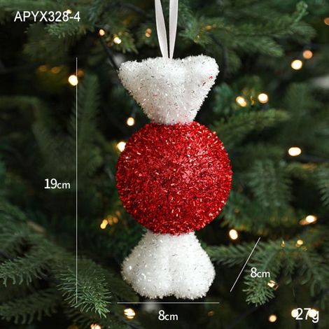 Suspension sucre Noël-19 cm-Rouge-Convient pour les arbres de Noël, les rideaux, les balcons, les chambres d'enfants (1/2)