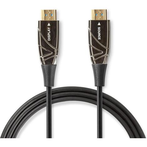 Cable high speed hdmi optico activo con ethernet conector hdmi conector hdmi 4k60hz 18 gbps 300 m redondo pvc negro caja carton