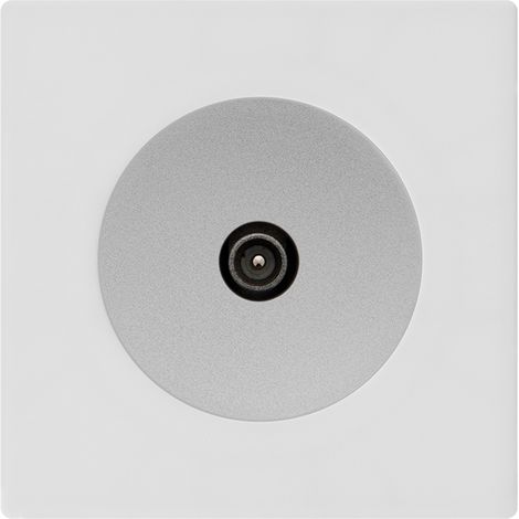 Prise TV/SAT ALU glossy DOM + plaque simple blanc (1/5)