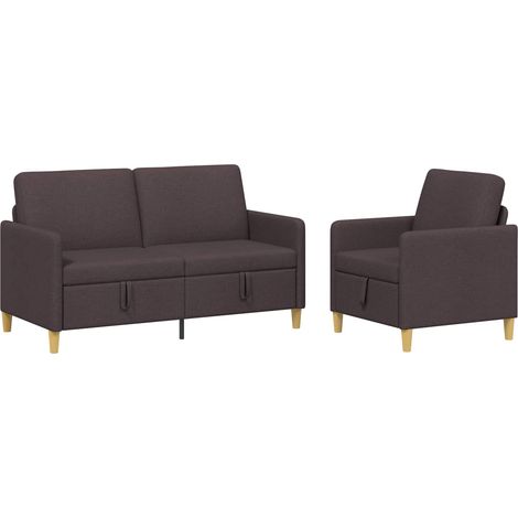Set di Divani con Storage 2 pz 3 posto Marrone Scuro vidaXL (1/5)