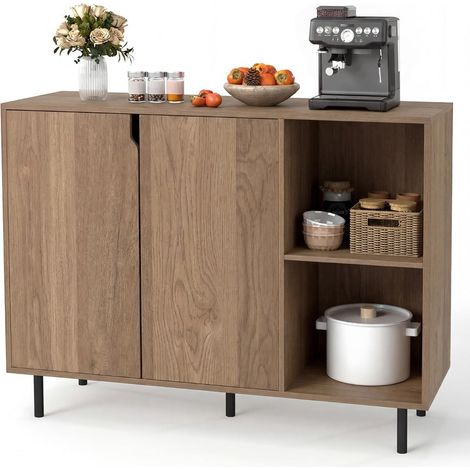 Credenza in legno con ripiani regolabili e 2 ante