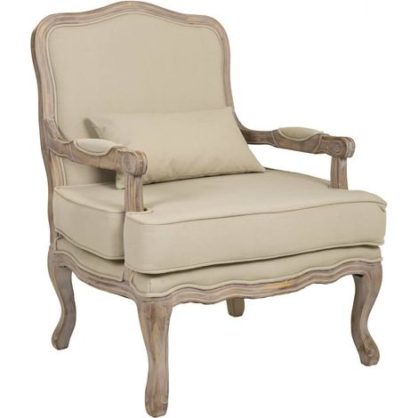 Butaca de madera beige 64x72x92 cm (1/5)