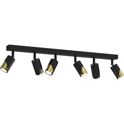 Rampe 6 spots orientables noir/or GU10 Shift Luminex
