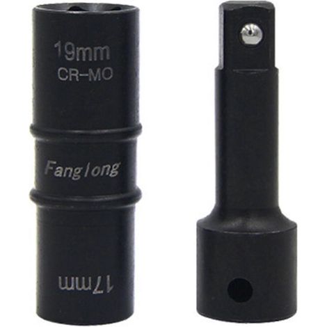 Jeu de clés à douille électriques à 2 têtes 17/19 mm et 21/22 mm pour un serrage et un desserrage efficaces des vis en acier au vanadium (1/4)