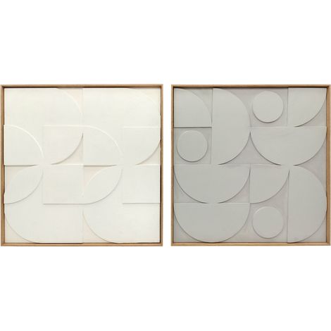 3D-Wandbild-Set, geometrische Formen, 2-teilig, 80 x 80 cm, Weiß