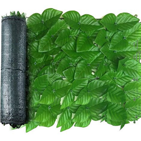 Rouleau de brise-vue artificiel en forme de feuille, protection contre la décoloration, haie, mur, aménagement paysager, clôture de jardin, écran de balcon pour la décoration intérieure et extérieure (1/4)