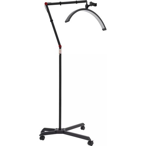 Gojoy – Lampe LED lampadaire demi-lune réglable 83-128cm – Lumière chaude et blanche – Télécommande – Pour salons de beauté et maquillage (1/5)