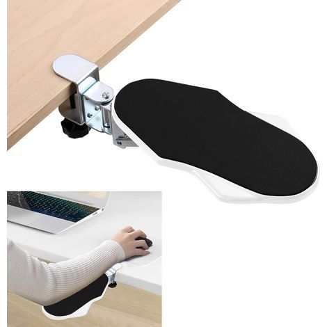 Repose Bras Ergonomique pour Bureau, Support de Repose-poignet Rotatif à 180°, Coude Support Extension Bureau Repose d’avant Bras Réglable d'Ordinateur pour Travail Étude, Blanc (1/5)