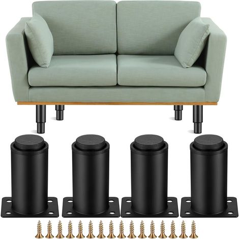 4 Pièces Pieds de Meubles Réglables, Pieds de Table en Métal Noir, Pieds Réglables en Hauteur 0-40 mm, Pieds de pour Meuble Cuisine, Armoires, Lit Pieds (8-12CM) (1/5)